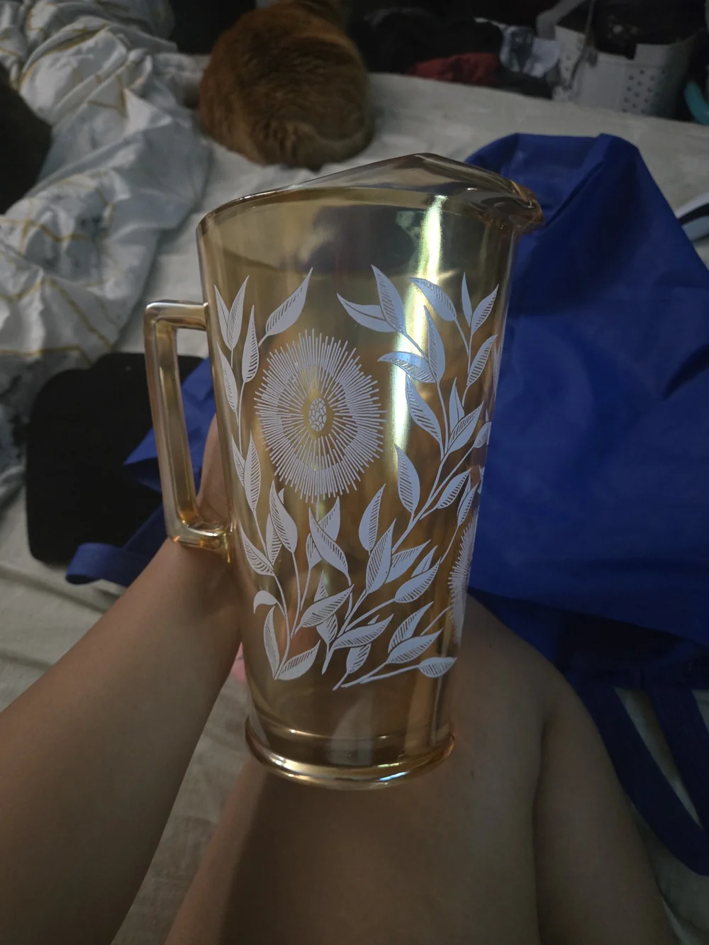 Vintage Jeannette Glass Pitcher In Cosmo Pattern